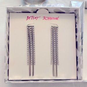 NWT Authentic Betsey Johnson silver, Rhinestones